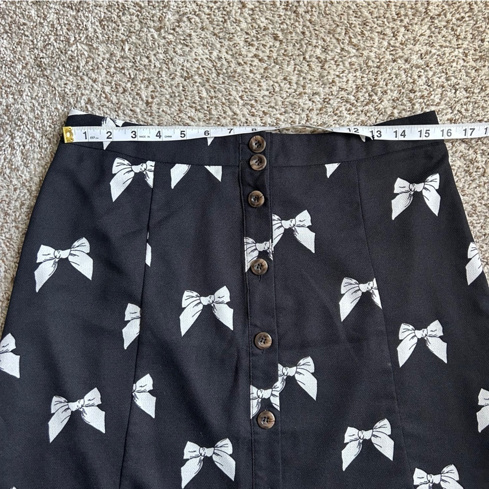 NWT Poppy Lux Elaine Skirt Black White Bow Mini Skirt Preppy Neutral Girlie 10 - Picture 4 of 5
